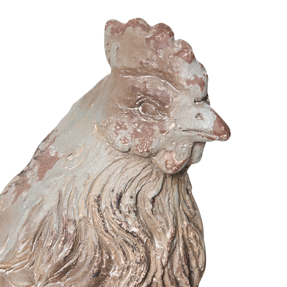 Set di 2 statuine decorative da giardino in MgO beige Elemento decorativo a forma di gallina per giardino terrazza e patio