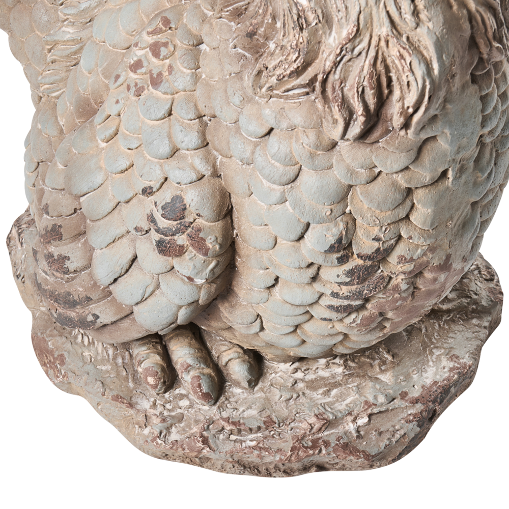 Set di 2 statuine decorative da giardino in MgO beige Elemento decorativo a forma di gallina per giardino terrazza e patio