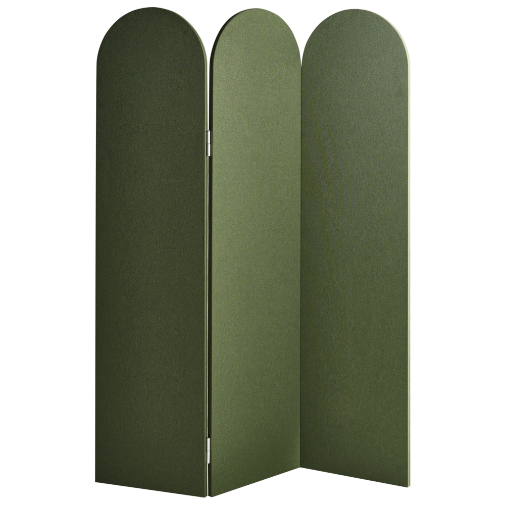 Divisorio pieghevole a 3 pannelli con struttura in acciaio poliestere verde ufficio domestico stile moderno