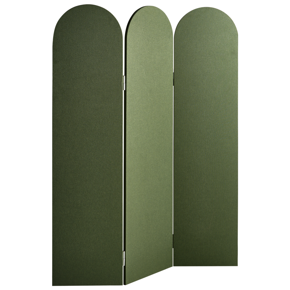 Divisorio pieghevole a 3 pannelli con struttura in acciaio poliestere verde ufficio domestico stile moderno