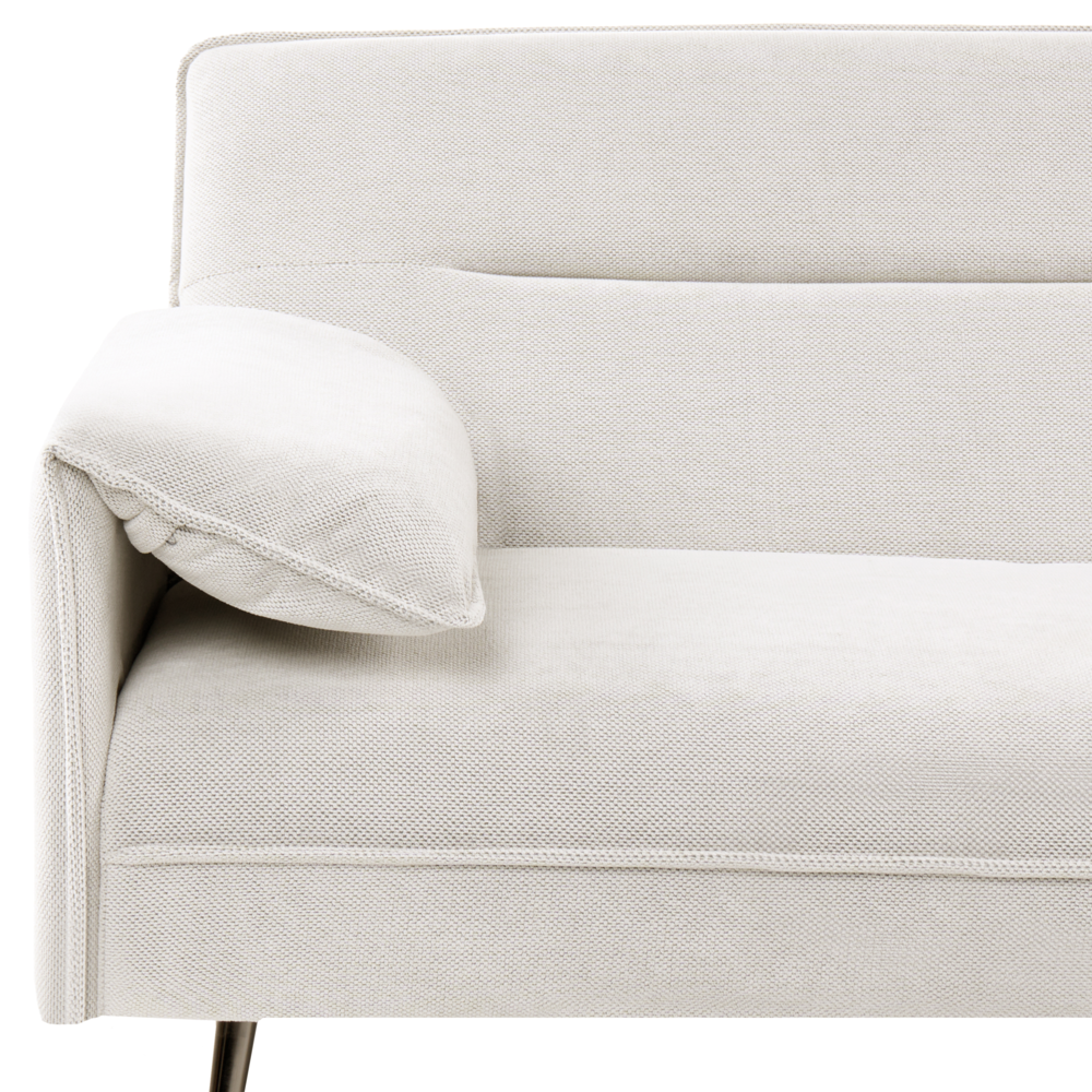 Divano letto bianco sporco Rivestimento in tessuto Gambe in legno 3 posti con braccioli regolabili Click-Clack Meccanismo Idrorepellente Soggiorno Camera da letto