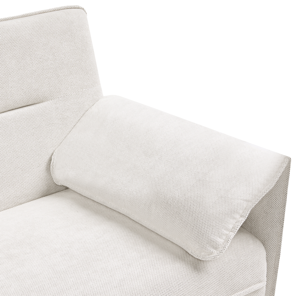 Divano letto bianco sporco Rivestimento in tessuto Gambe in legno 3 posti con braccioli regolabili Click-Clack Meccanismo Idrorepellente Soggiorno Camera da letto