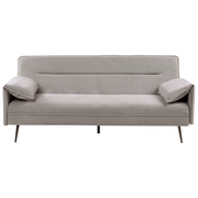Divano letto grigio Rivestimento in tessuto Gambe in legno 3 posti con braccioli regolabili Click-Clack Meccanismo Idrorepellente Soggiorno Camera da letto