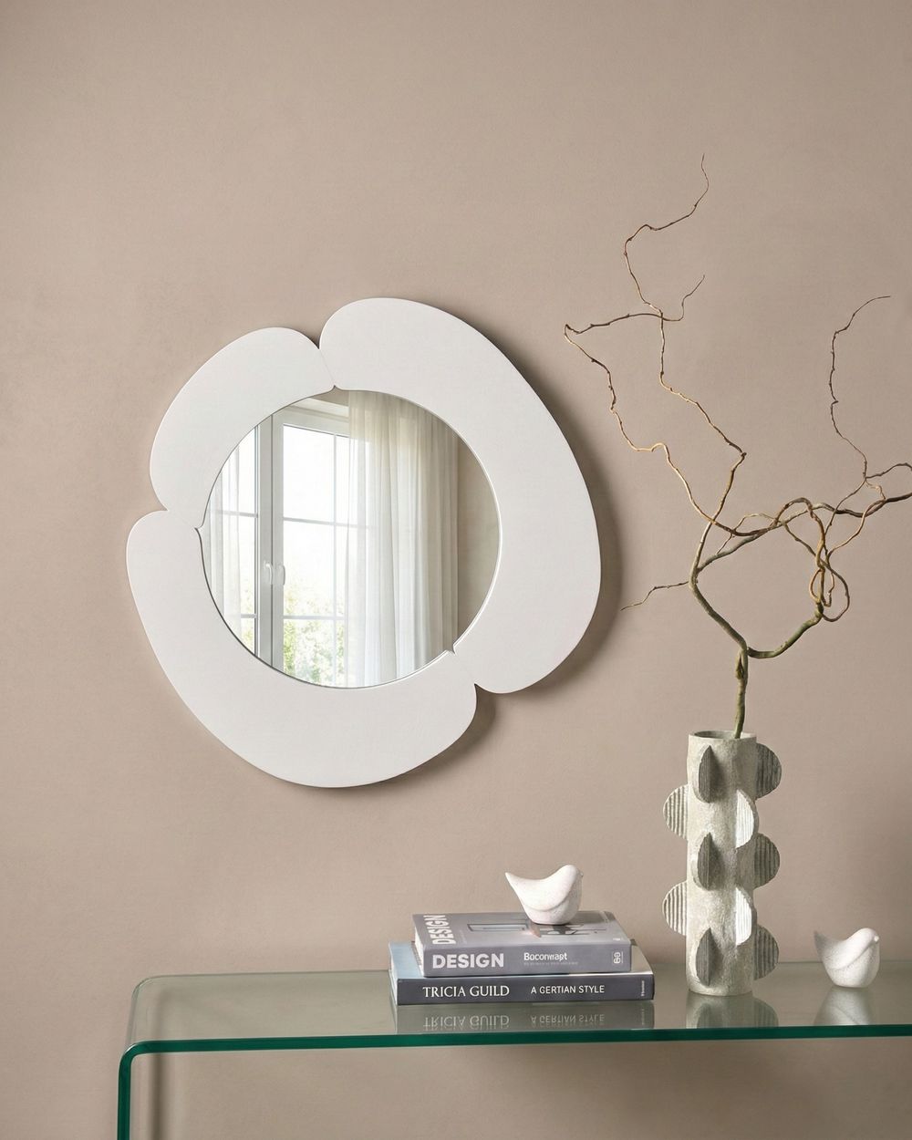 Specchio da parete bianco in MDF, forma irregolare, decorazioni, accessori per la casa, decorativo