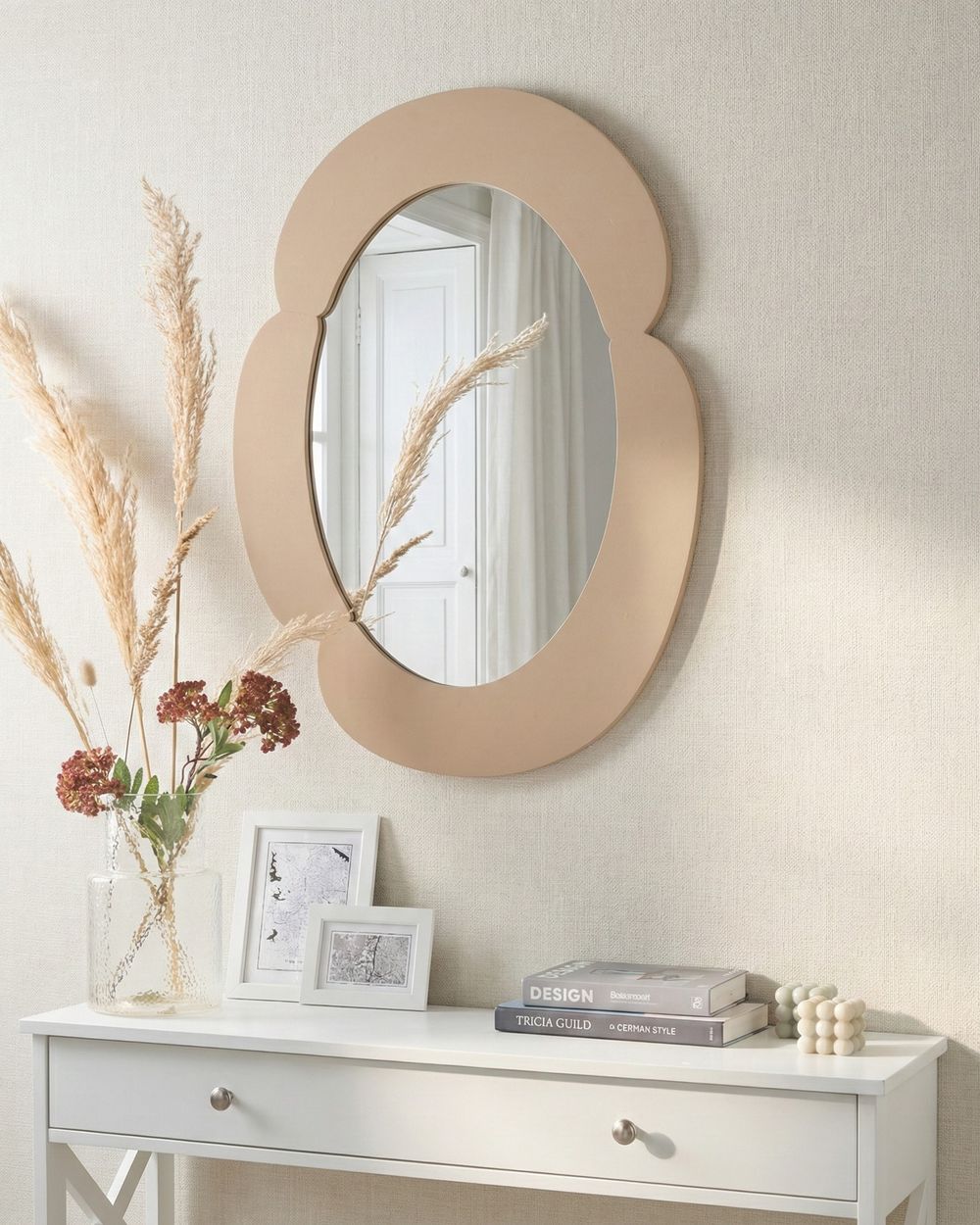 Specchio da parete beige in MDF forma ovale irregolare decorazioni accessori per la casa decorativo