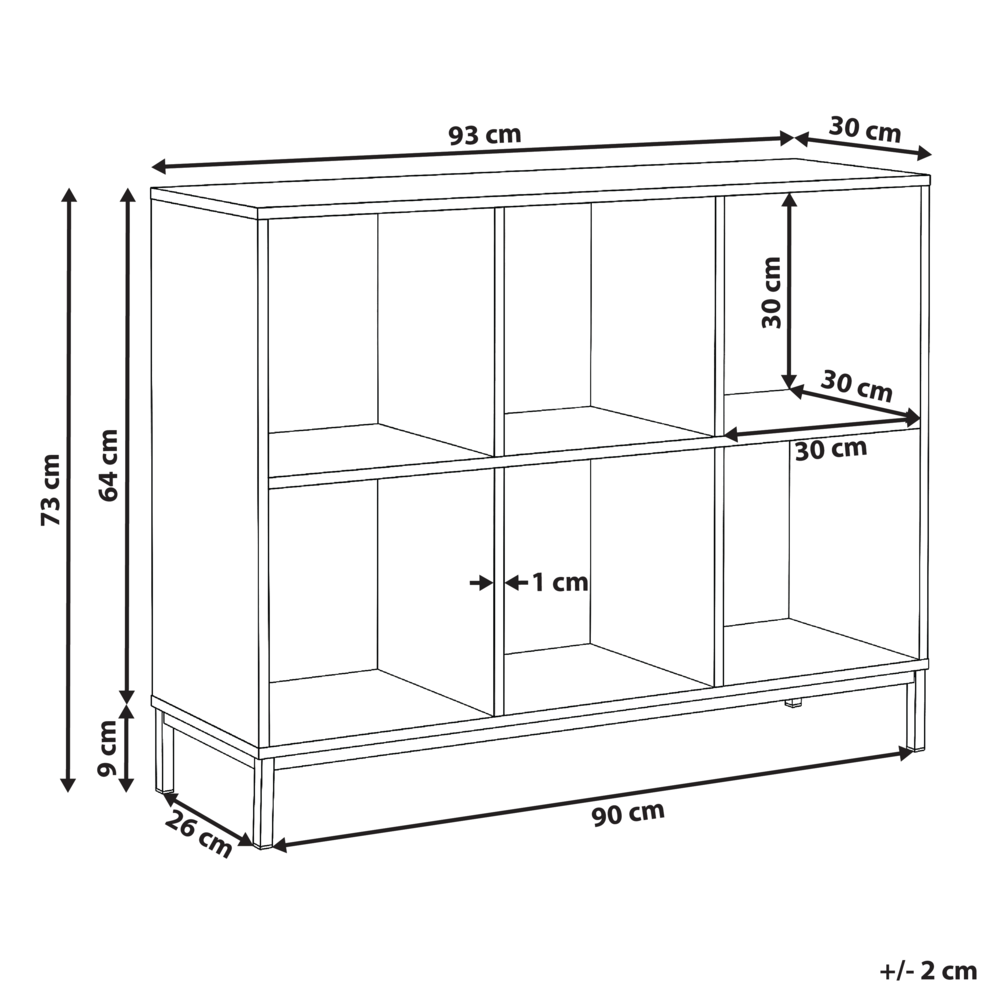 Libreria in MDF marrone scuro a 6 ripiani con finitura effetto legno