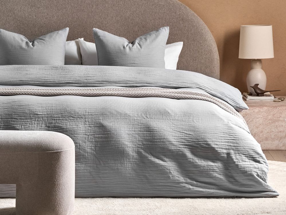 Set copripiumino e federa in mussola di cotone grigio chiaro 240 x 200 cm per camera da letto moderna