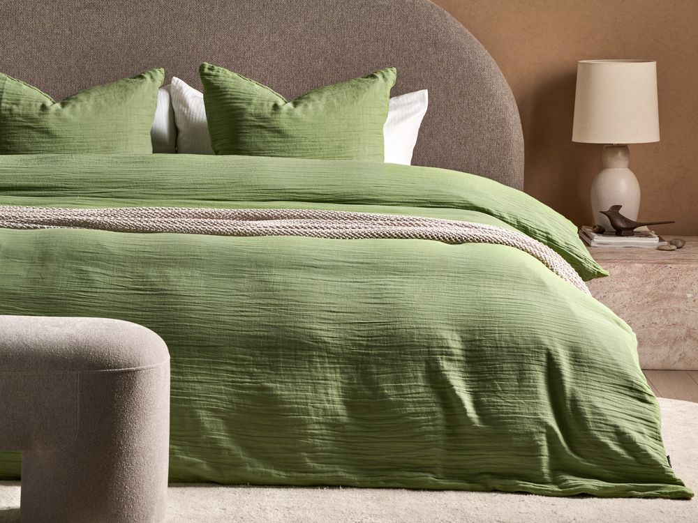 Set copripiumino e federa in mussola di cotone verde 200 x 200 cm per camera da letto moderna