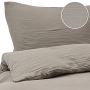 Set copripiumino e federa in mussola di cotone tortora 240 x 220 cm per camera da letto moderna