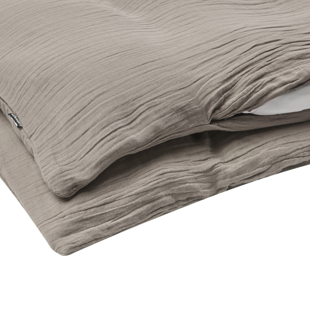 Set copripiumino e federa in mussola di cotone tortora 240 x 220 cm per camera da letto moderna