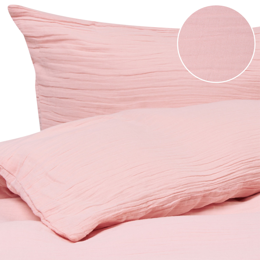 Set copripiumino e federa in mussola di cotone rosa pastello 150 x 200 cm per camera da letto moderna
