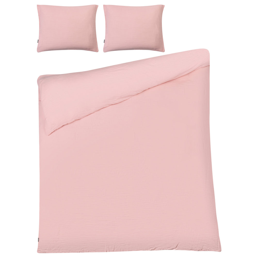 Set copripiumino e federa in mussola di cotone rosa pastello 150 x 200 cm per camera da letto moderna