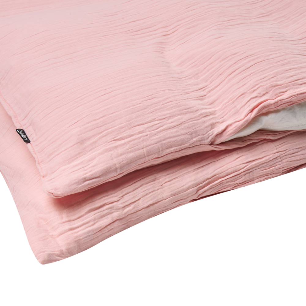 Set copripiumino e federa in mussola di cotone rosa pastello 150 x 200 cm per camera da letto moderna