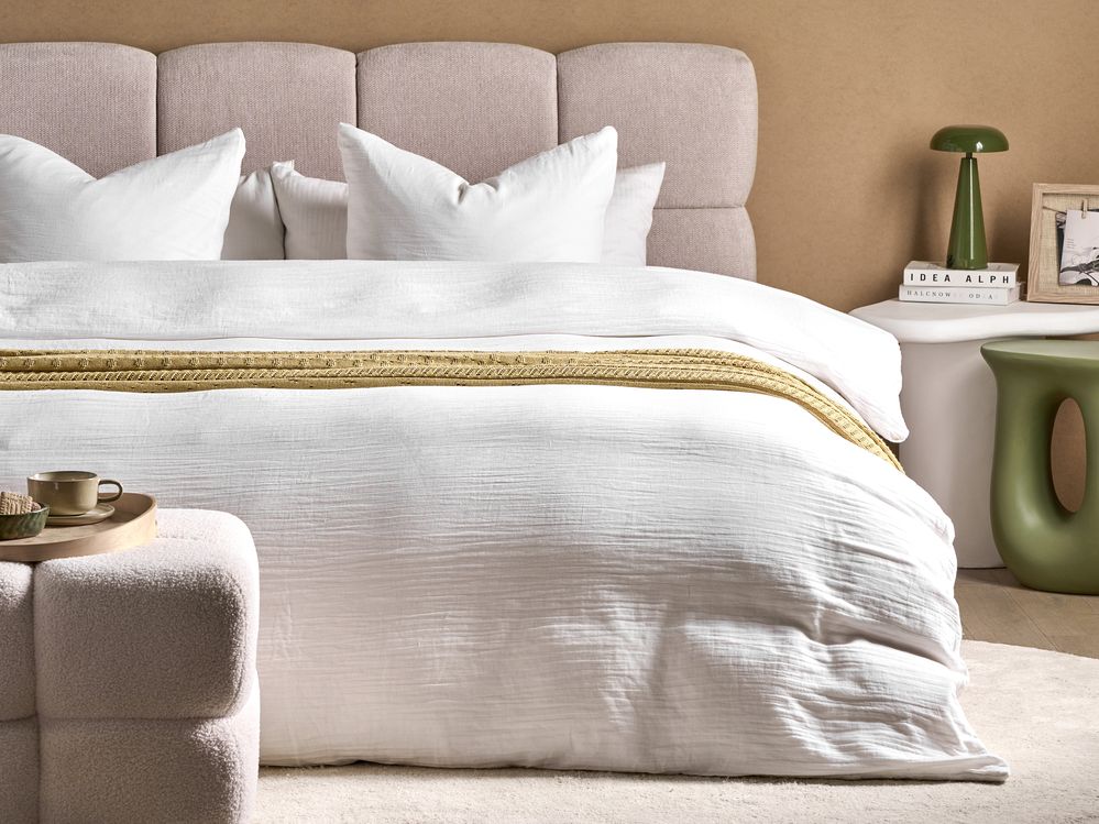 Set copripiumino e federa in mussola di cotone bianco sporco 200 x 200 cm per camera da letto moderna
