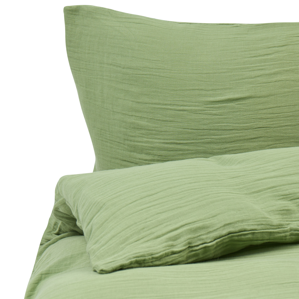 Set copripiumino e federa in mussola di cotone verde 150 x 200 cm per camera da letto moderna