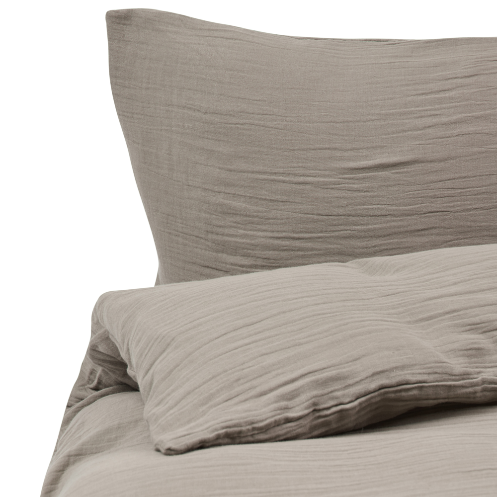 Set copripiumino e federa in mussola di cotone tortora 240 x 220 cm per camera da letto moderna