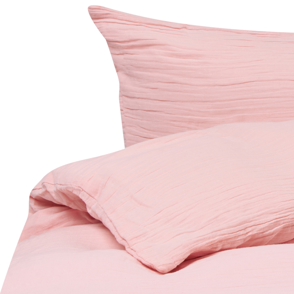 Set copripiumino e federa in mussola di cotone rosa pastello 200 x 200 cm per camera da letto moderna