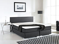 Letto Boxspring in Tessuto Nero con Materasso a Molle 180 x 200 cm