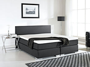 Letto Boxspring in Tessuto Nero con Materasso a Molle 180 x 200 cm