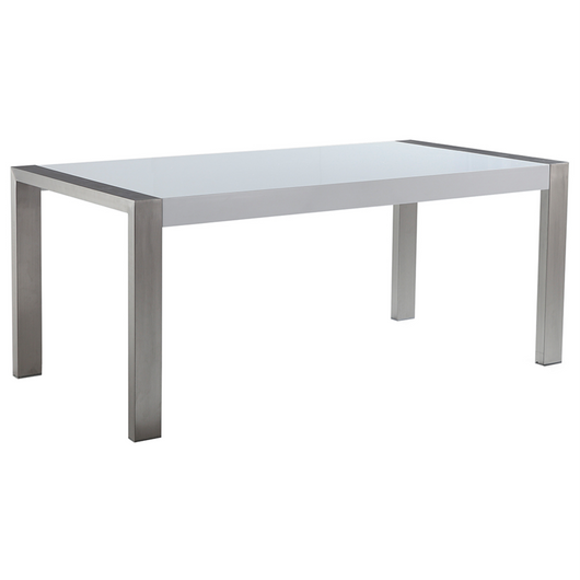 Tavolo Pranzo Acciaio Inox Piano Lucido Bianco Rettangolare 90 x 180 cm stile moderno sala da pranzo soggiorno