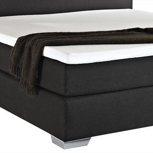 Letto Boxspring in Tessuto Nero con Materasso a Molle 180 x 200 cm