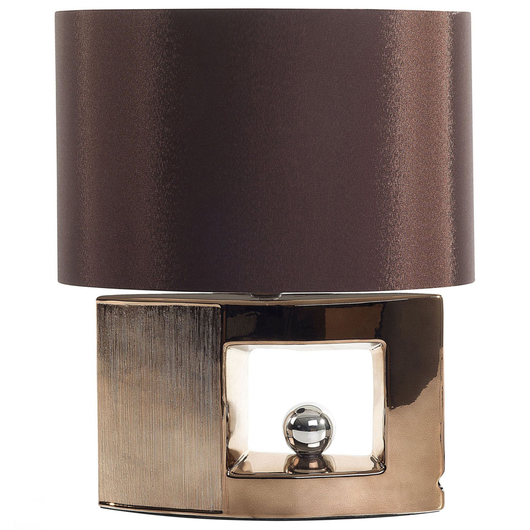 Lampada da tavolo Lampada da comodino con paralume in tessuto con base in ceramica marrone