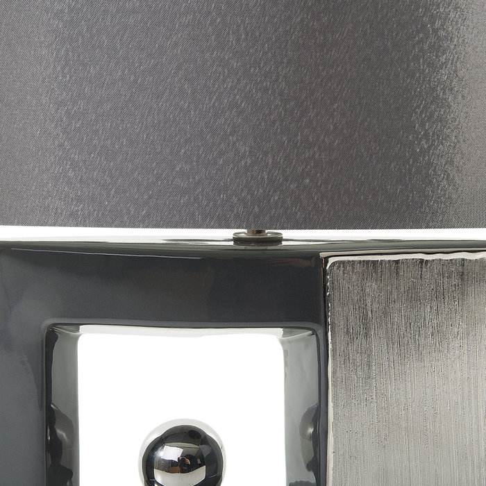 Lampada da tavolo Lampada da comodino con paralume in tessuto con base in ceramica grigia