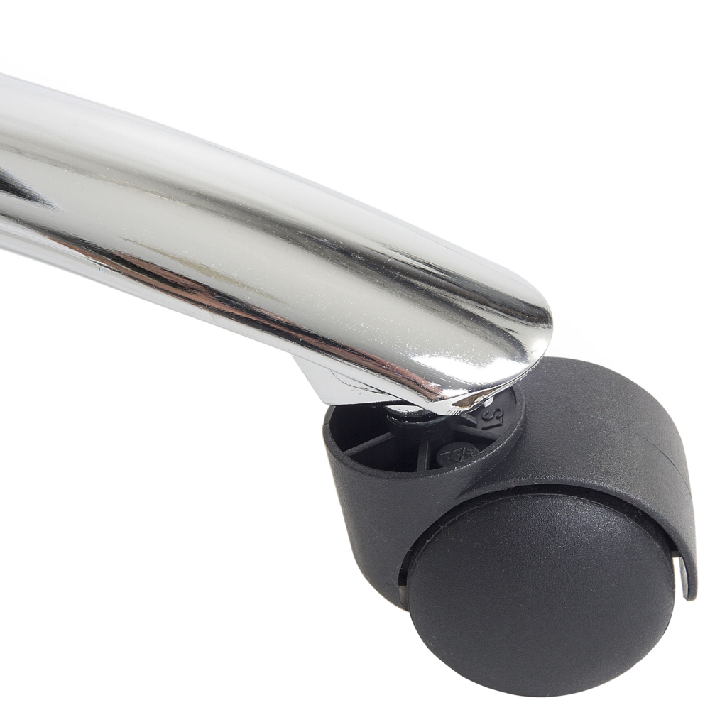 Sedia da ufficio in ecopelle beige e nera con scrivania girevole regolabile per computer