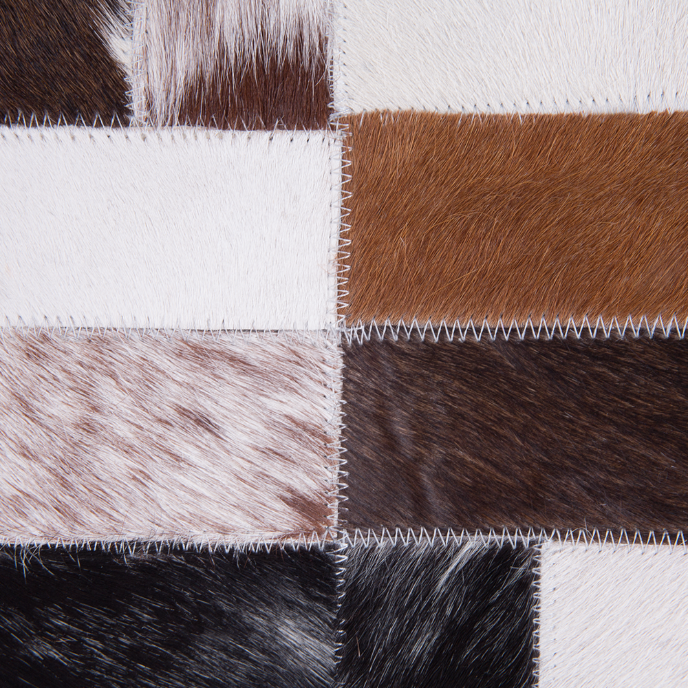 Tappeto tappetino Pelle Bovina Marrone e Beige 80 x 150 cm Rettangolare Patchwork Fatto a Mano