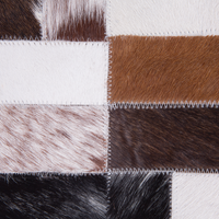 Tappeto tappetino Pelle Bovina Marrone e Beige 80 x 150 cm Rettangolare Patchwork Fatto a Mano