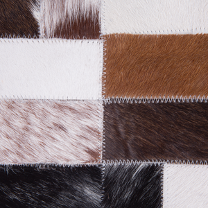 Tappeto tappetino Pelle Bovina Marrone e Beige 80 x 150 cm Rettangolare Patchwork Fatto a Mano