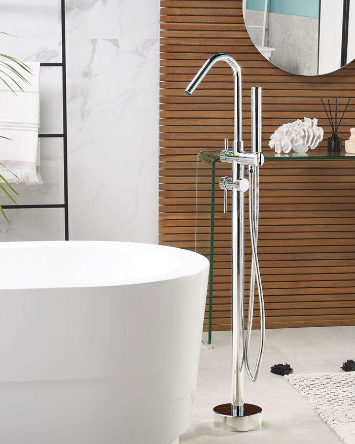 Miscelatore per Vasca Freestanding Argento Cromato con Doccetta 118 cm stile moderno