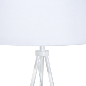 Lampada da terra in metallo bianco 149 cm treppiede paralume in policotone con paralume a tamburo dal design moderno
