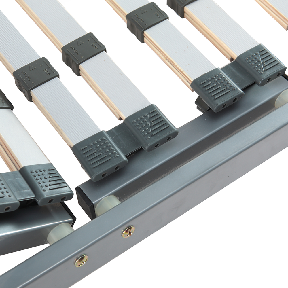 Rete a doghe regolabile manualmente 90 x 200 doghe in legno singole Struttura in acciaio Nero con gambe Doghe in legno autoportanti