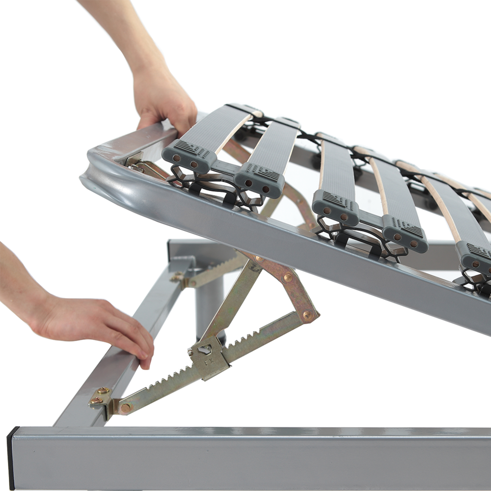 Rete a doghe regolabile manualmente 90 x 200 doghe in legno singole Struttura in acciaio Nero con gambe Doghe in legno autoportanti