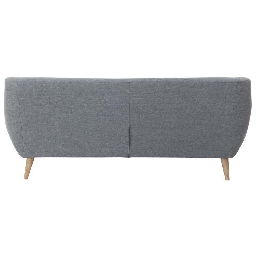 Divano a 3 posti grigio chiaro imbottito con schienale capitonnè gambe in legno chiaro spesso imbottito soggiorno minimalista scandinavo