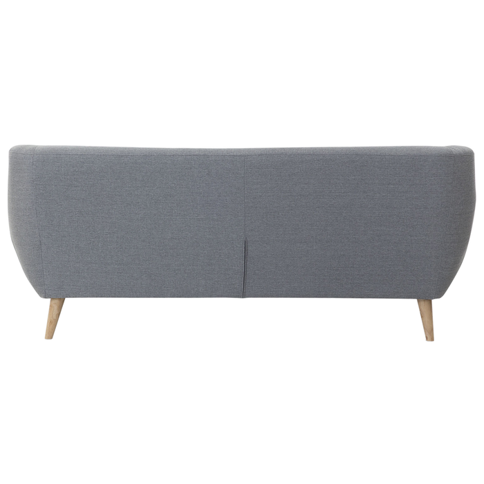 Divano a 3 posti grigio chiaro imbottito con schienale capitonnè gambe in legno chiaro spesso imbottito soggiorno minimalista scandinavo