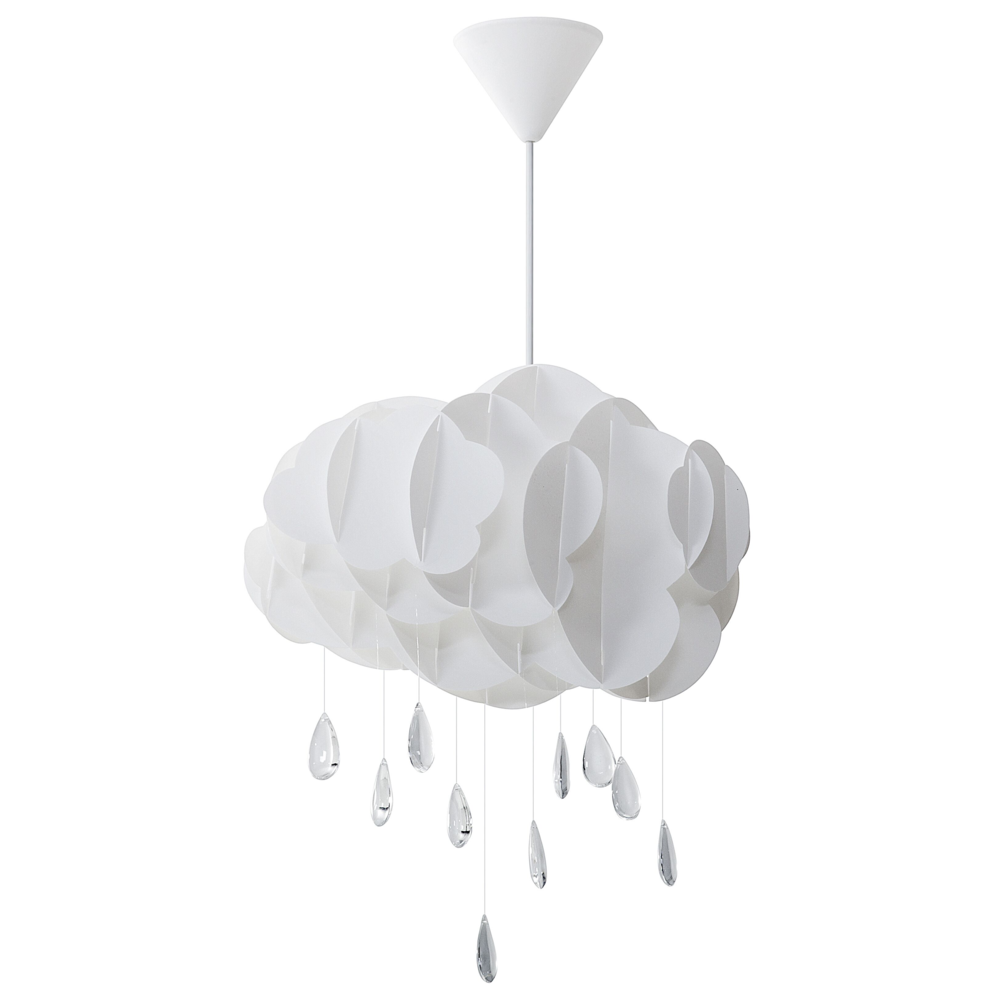 Lampada a Sospensione Bianca Nuvola Galleggiante Cristallo Gocce di Pioggia Luce Cameretta
