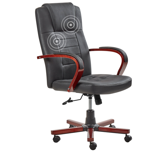 Sedia da Massaggio in Vera Pelle Nera Girevole Altezza Regolabile