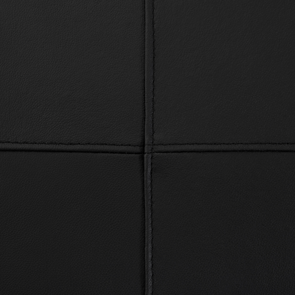 Pouf Nero Poggiapiedi Imbottito In Vera Pelle Rettangolare Minimalista Moderno