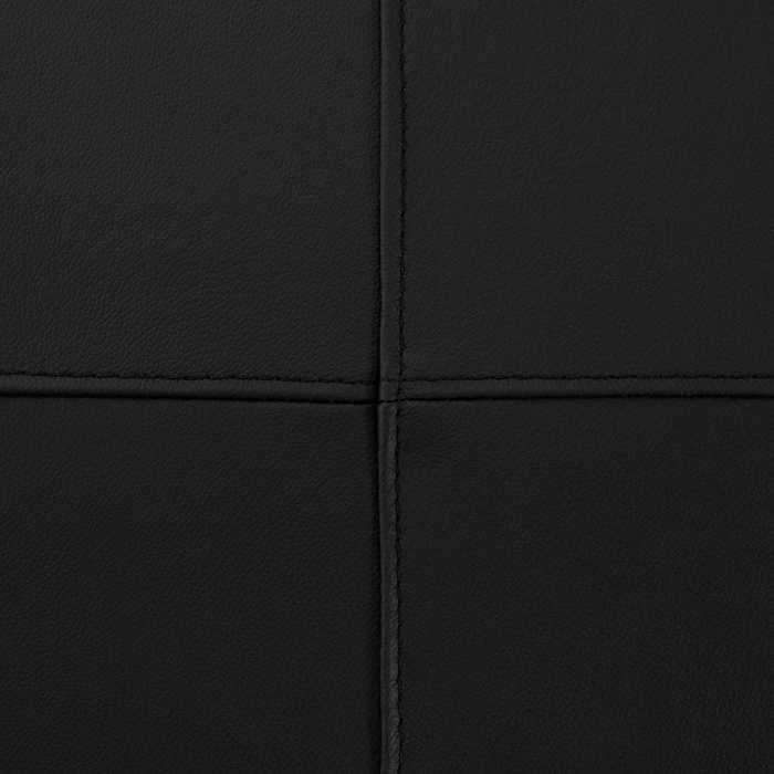 Pouf Nero Poggiapiedi Imbottito In Vera Pelle Rettangolare Minimalista Moderno