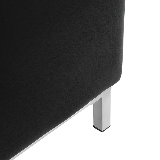 Pouf Nero Poggiapiedi Imbottito In Vera Pelle Rettangolare Minimalista Moderno