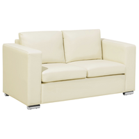 Set di divani Suite 3+2+1 Rivestimento in pelle crosta beige chiaro Gambe cromate Poltrona 3 posti Poltrona Bundle