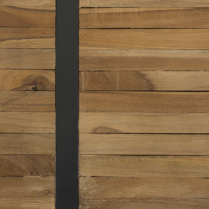 Tavolino Teak in Legno Massello su Ruote Rettangolare Industriale Rustico