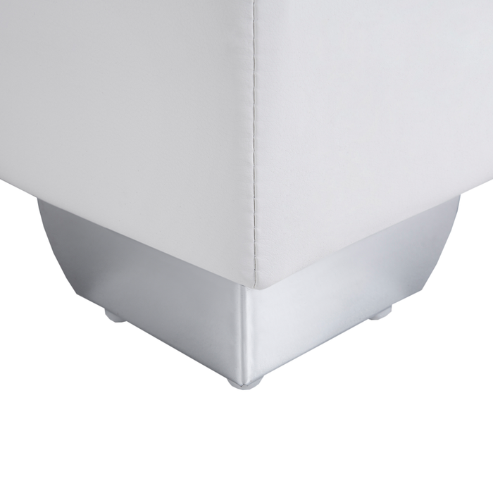 Letto continentale 180 x 200 cm in ecopelle bianca con materasso a molle insacchettate