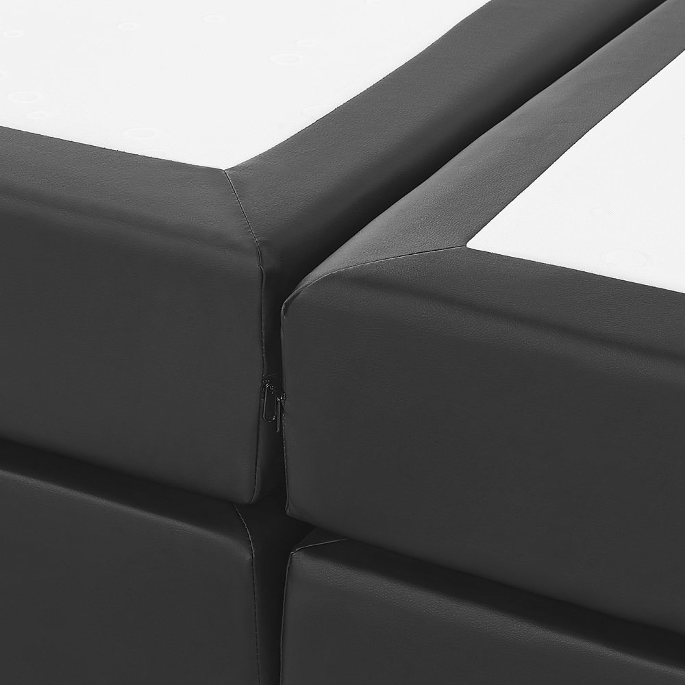 Letto continentale 160 x 200 cm in ecopelle nera con materasso a molle insacchettate