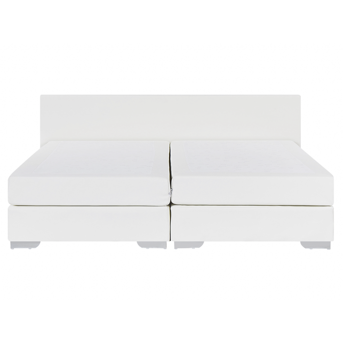 Letto continentale 160 x 200 cm in ecopelle bianca con materasso a molle insacchettate