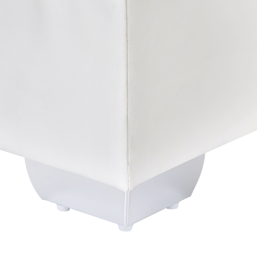 Letto continentale 160 x 200 cm in ecopelle bianca con materasso a molle insacchettate