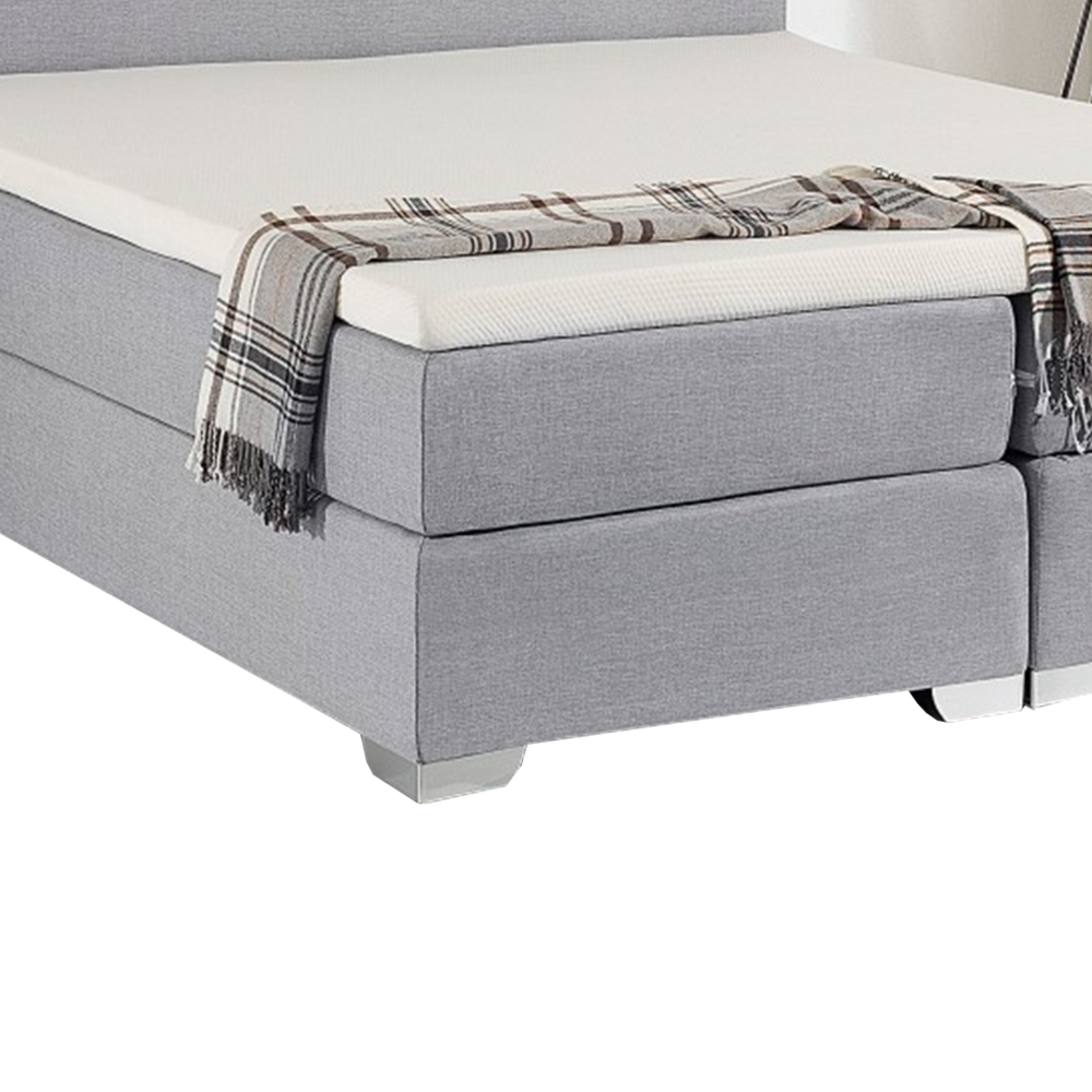 Letto continentale 180 x 200 cm Tessuto grigio con materasso a molle insacchettate
