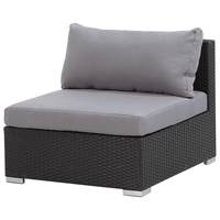 Set di divani da giardino in 2 pezzi Nero con cuscini grigi Tavolino da caffè angolare a 5 posti sinistro